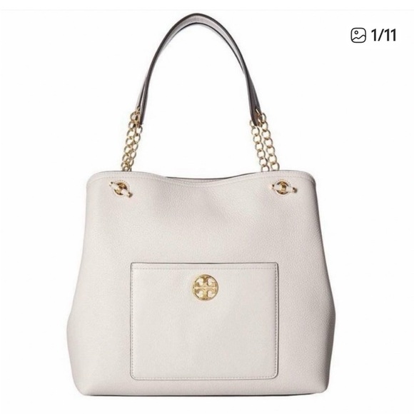 NWT TORY BURCH CHELSEA SLOUCHY TOTE NEW IVORY